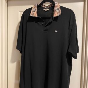Burberry Charcoal Black Polo with Check Collar
